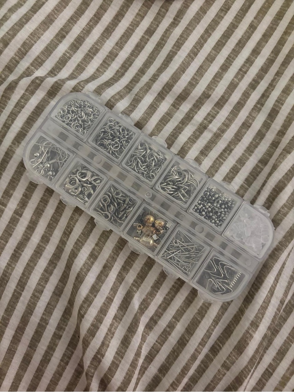 Clear Plastic Compartment Storage Box with Assorted Silver Hardware